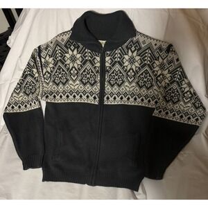 Vtg Haband Zip Cardigan Sweater Small 90s Grey & White Grandpa Dadcore Academia